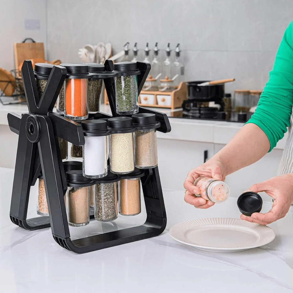 MalikaMart 18 Jar Rotating Spice Rack